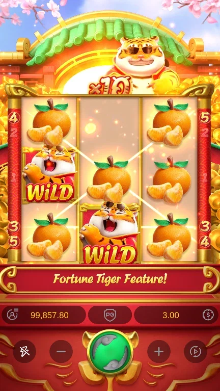 Mandarin and Wild symbols during the Fortune Tiger Feature