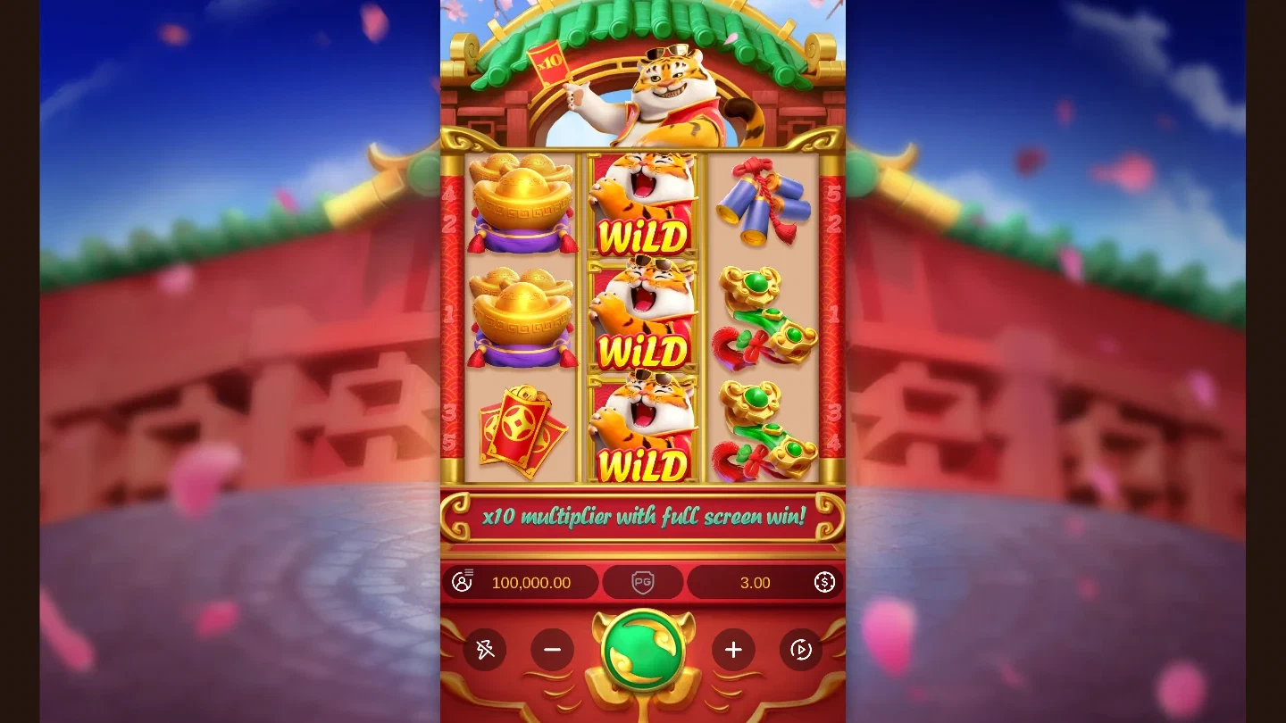 Fortune Tiger demo reel grid, Wild symbols and controls