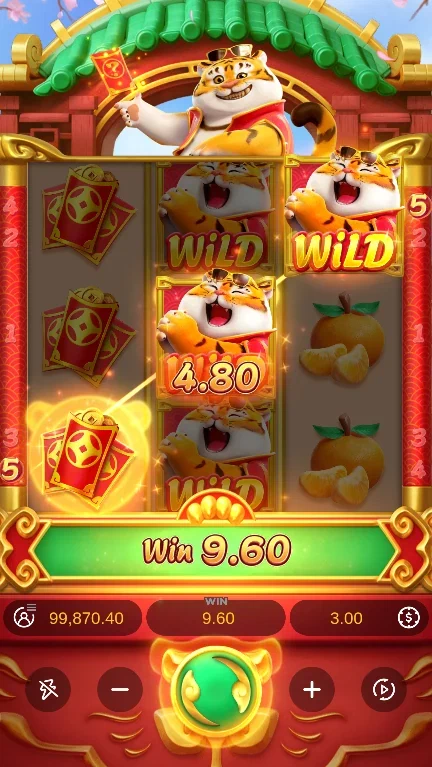 Wild symbols completing a Fortune Tiger demo payline